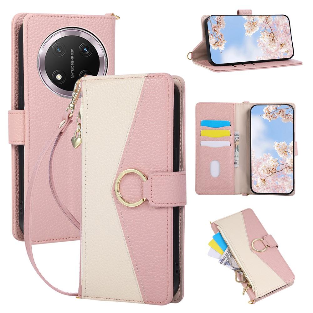 Wallet Case for Magic7 Lite 5G - Leather/PU, Pink, With Lanyard