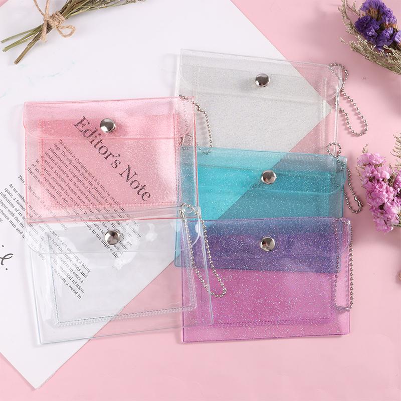 1Pc Women'S Credit Card Holder Wallet Transparent Waterproof Pvc Id Card Wallet