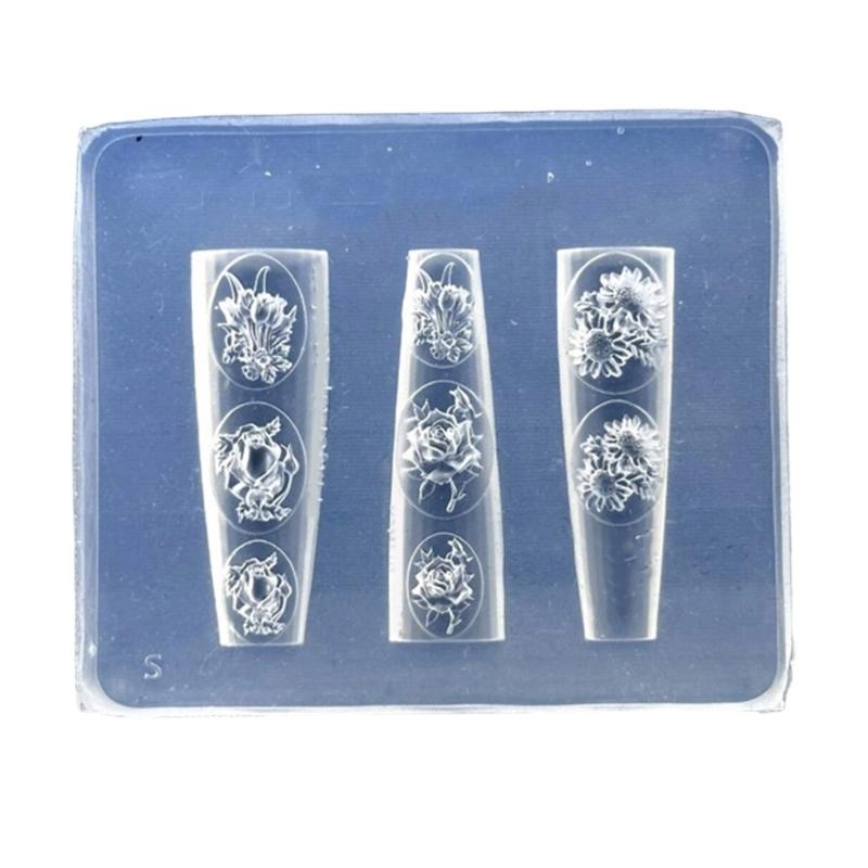 Flexible Silicone Crafting Mould With 3D Embossed Pattern For Nail Art Accessories And Resin Jewelry