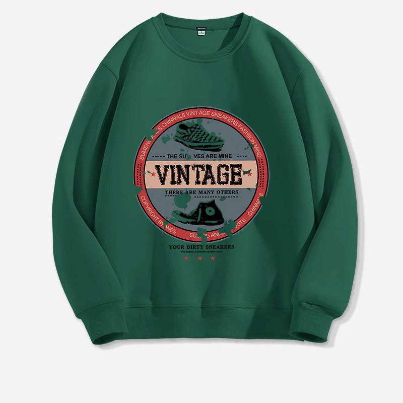 

Чоловічий модний світшот вільного крою на осінь/зиму: Модний однотонний пуловер з круглим вирізом та принтом 5XL