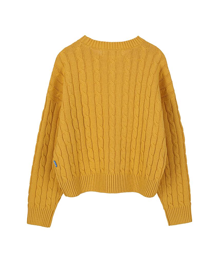 UCLA Unisex Round Neck Cable Knit [Yellow](Uzalk8A_75)