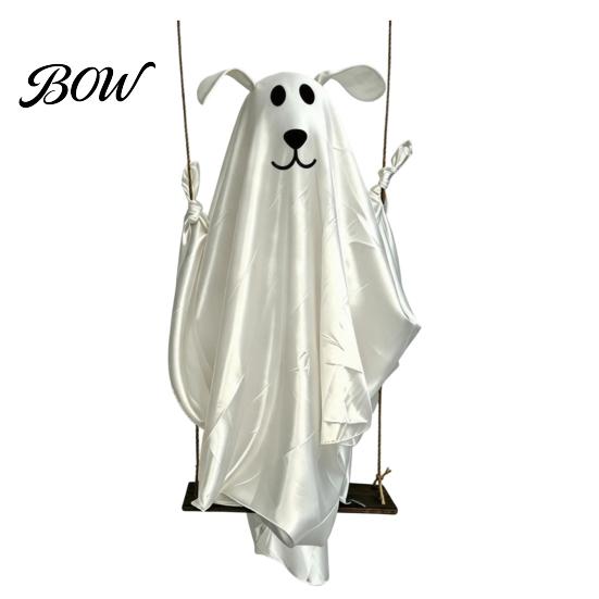Reusable Halloween Party Decorations Hanging Ghost for Outdoor Decoration, Cute Flying Satin White Scary Prop Home, Tree, Porch, Patio, Lawn, Garden,