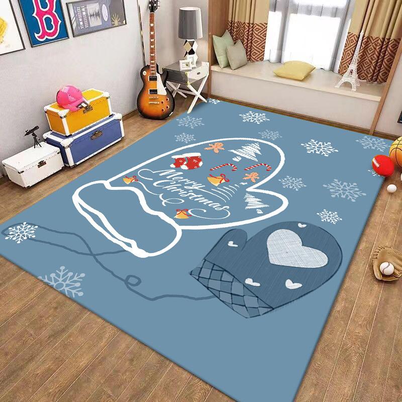 Christmas Snowflake Santa Reindeer Cartoon Carpet Soft Non-slip Mat Rug for Kids Room Bedroom Home Decoration Easy-Clean Carpet