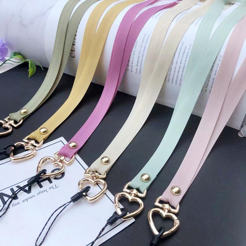 Colorful Long Phone Lanyard for Girls with Peach Heart Clasp, Ideal for Keys, Work ID, Earphone Case, Universal Anti-Lost Design
