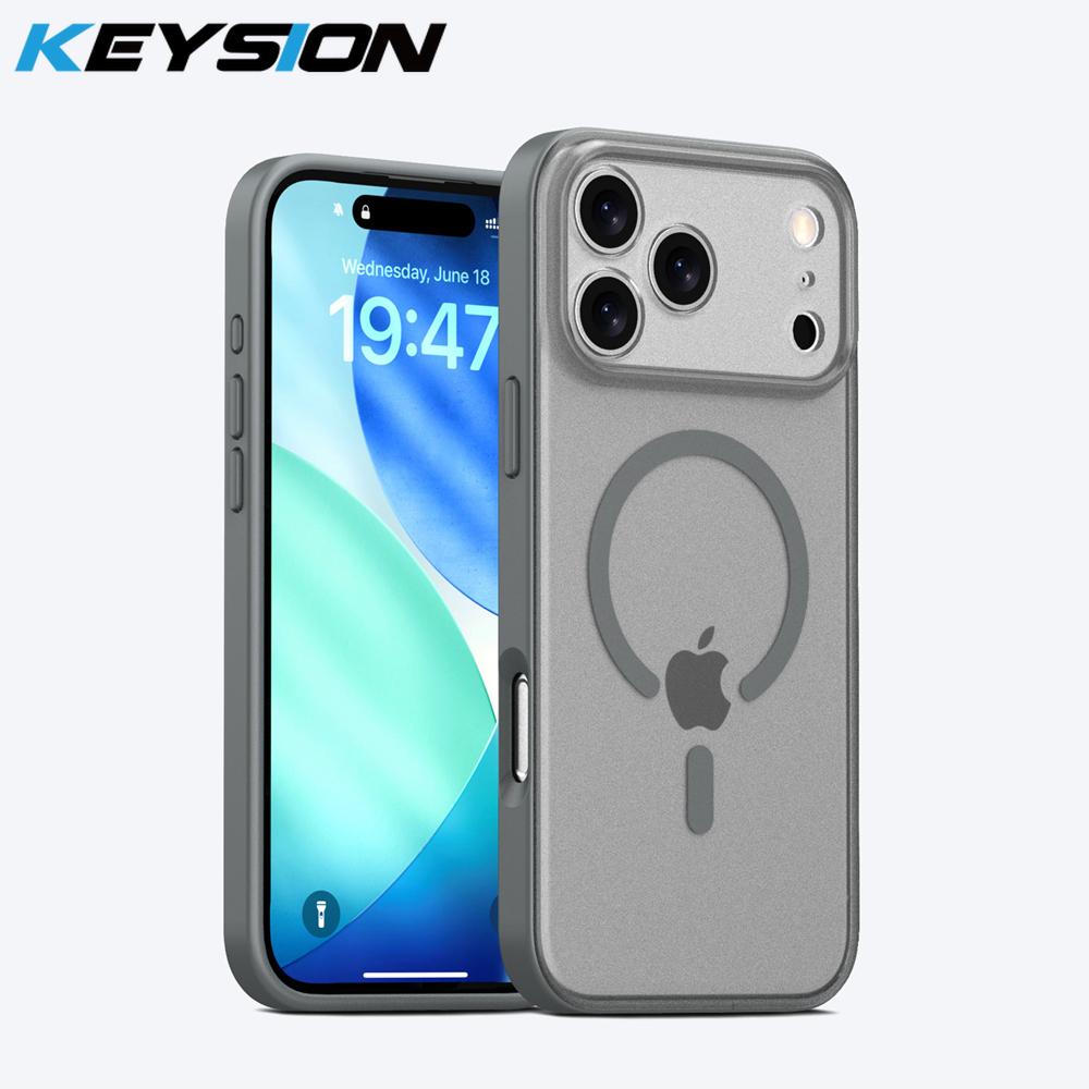 KEYSION Magnetic Matte Transparent Case for MagSafe for iPhone 17 Pro Max Silicone+PC Shockproof Wireless Charging Phone Cover
