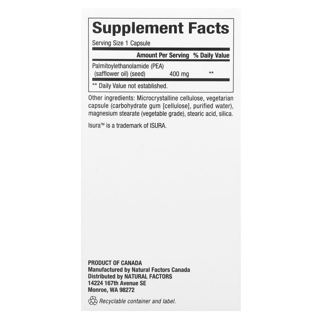 Pea400, (Palmitoylethanolamide), 400Mg, 90 Veggie Capsules