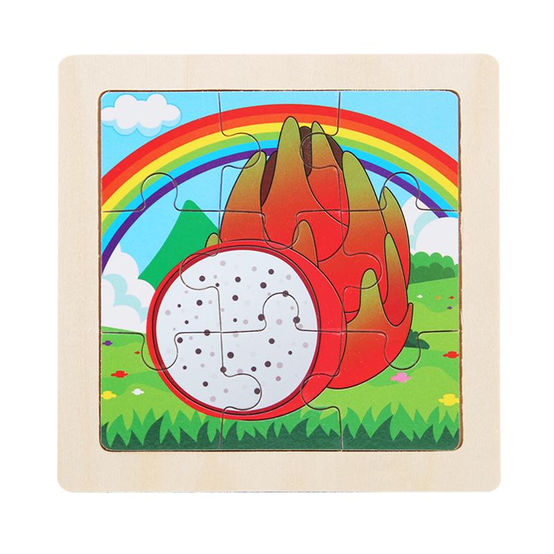 9-Piece Wooden Cartoon Animal Transport Jigsaw Toy for Early Education