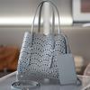 Small Wave Cutout Leather Tote Bag Crossbody Shoulder Set Women