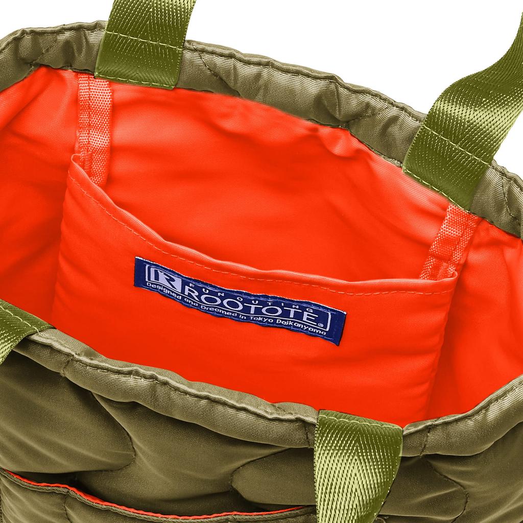 ROOTOTE X Nishikawa Upcycled Feather Lou Mini Tote Bag, FE.Baby Lou.Quilt A 6881, Green, Free Size