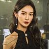 Go all out, Jinchen Anna has the same long fringed star pearl earrings, earrings show the face, small stud earrings, earrings, pendants for women