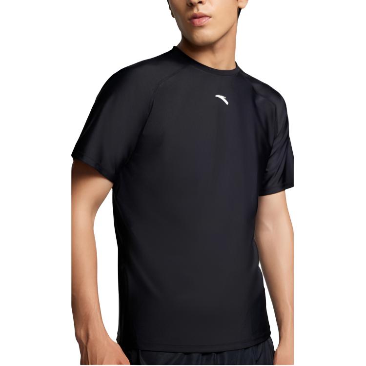 Anta Logo Round Neck Comfortable Breathable Short Sleeve Swimwear Men Swimwear Black 1823531463-1