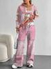 Retro Pattern 1116 European and American Autumn and Winter Casual Long-sleeved Suit Women's Hooded Sweater Trousers Two-piece Set