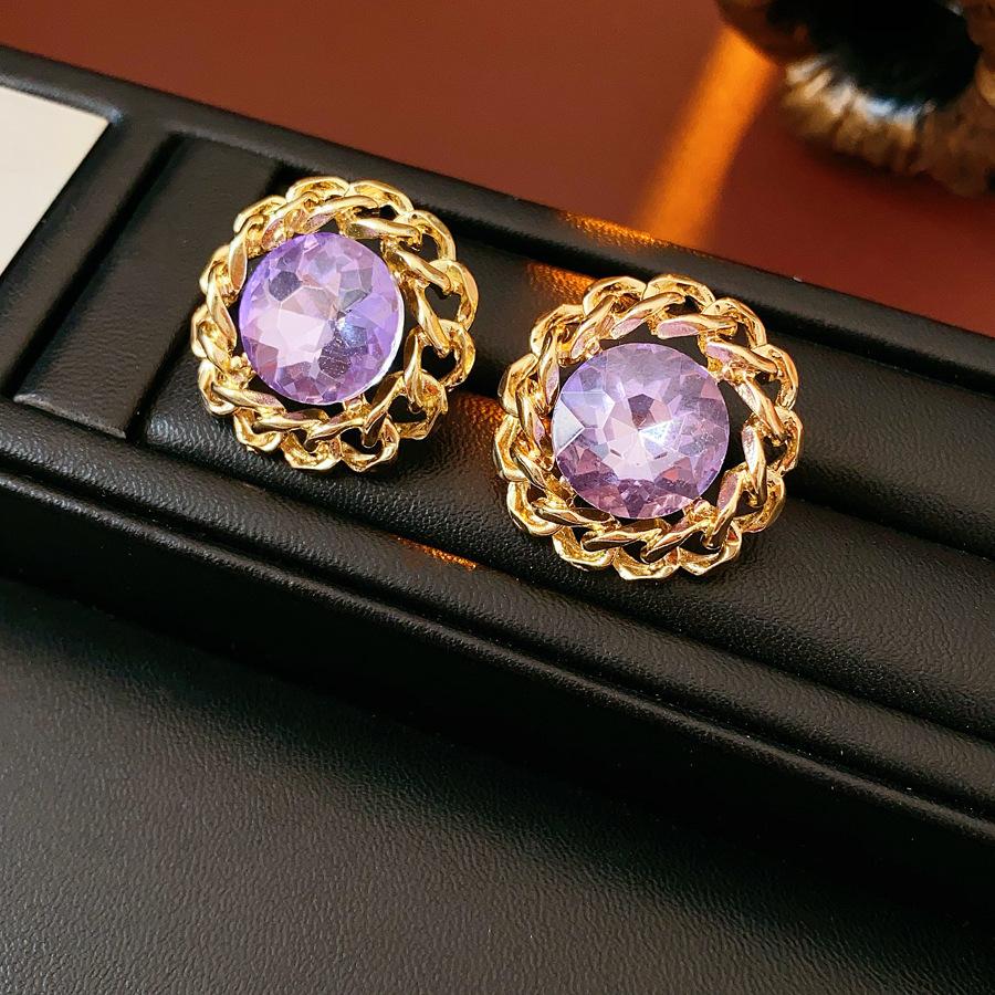 Silver Needle Diamond Round Stud Earrings Court Style Light Luxury Exquisite Earrings Design Sense Niche Earrings