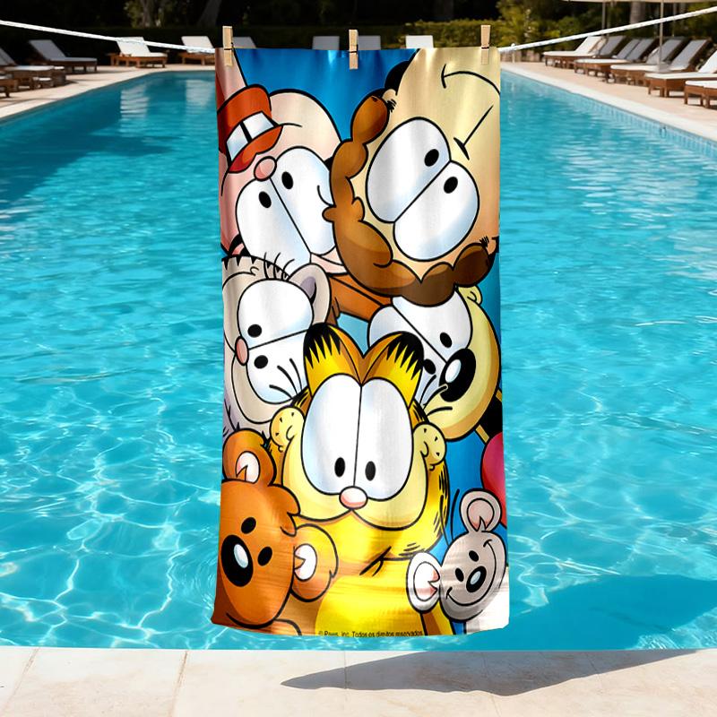 Garfield Print Beach Towel Design, Soft, Lightweight. for Home Bathroom, Spa, Pool, Yoga, Surfing, Camping, Gift for Family, Friend