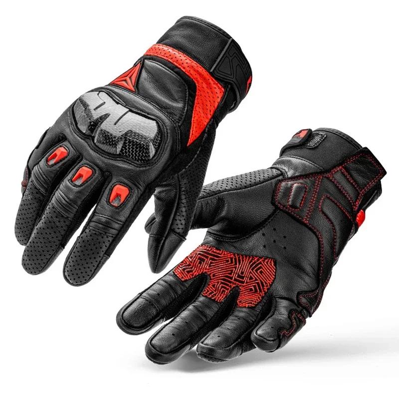 Motorcycle Gloves Breathable Leather Touch screen Gloves Full Finger Protective Gear Racing Pit Riding Motorbike Moto Enduro