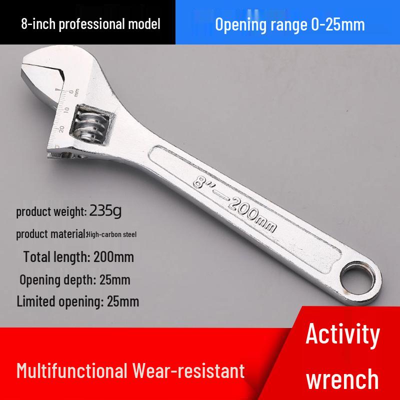 Multifunctional Large Opening Adjustable Wrench - Compact Hardware Tool