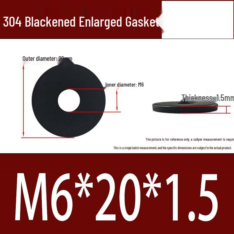 Large Black 304 Stainless Steel Ultra-Thin Oversized Flat Washer, Zinc-Plated