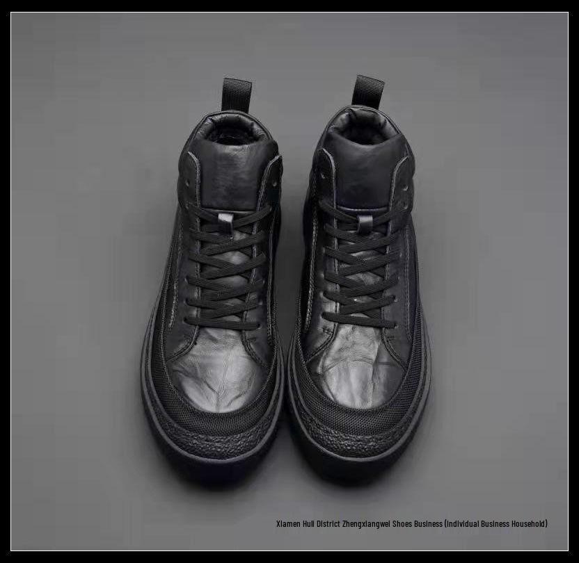 Herren Trendige High-Top Stiefeletten: Herbstliche Lässige Plus Samt Leder Rindsleder Schuhe