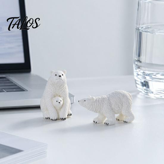 Snowy Landscape Diorama Supplies Polar Bear Resin Mini Figurines, Mother Baby Miniature Ornaments for Weatherproof Outdoor Miniatures Succulents Pots