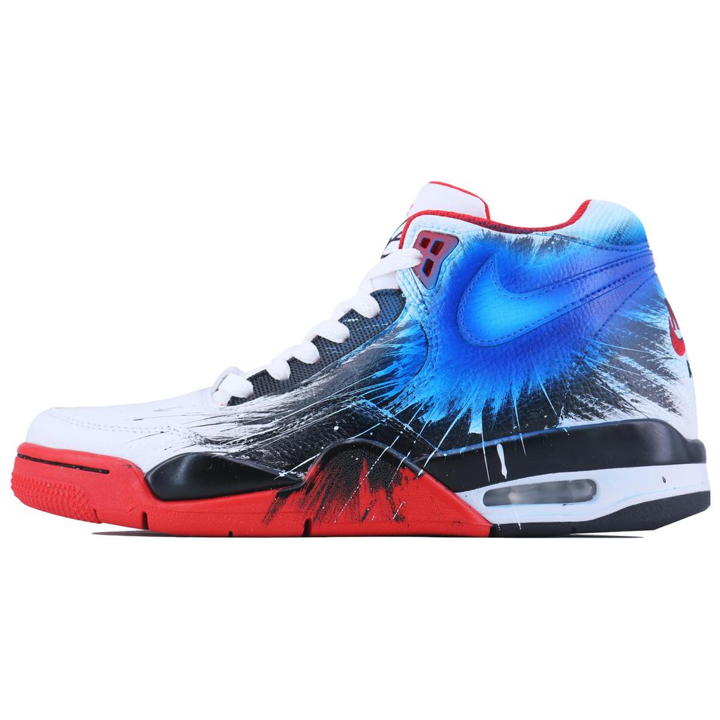 Nike Flight Legacy Quantum Graffiti Mid Top Vintage Basketball Shoes Unisex Red Blue Black BQ4212-100(Team168-)