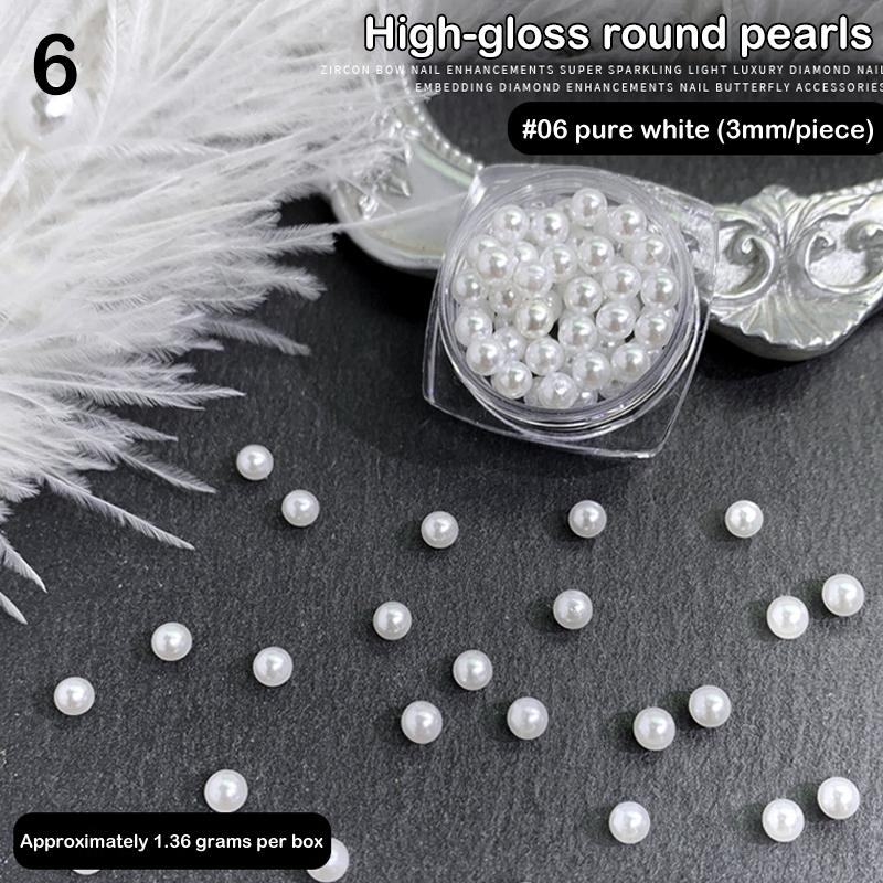 1 Scatola di Perle Stereoscopiche Mini Perle Rotonde Accessorio Decorativo per Pittura Unghie Patch Diamante per Unghie