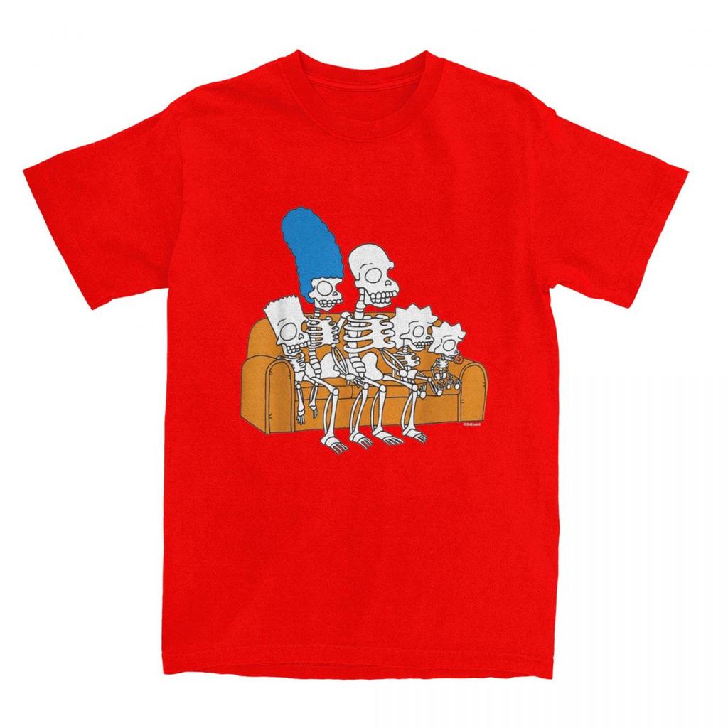 Miniso Vintage Simpson Family Skeletons Treehouse of Horror Cotton T Shirts Tee Shirt Unisex Casual Short Sleeve Clothing