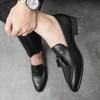 British Style Men's Pointed Toe Leather Tassel Shoes - Large Size Business Casual & Formal Office Wear