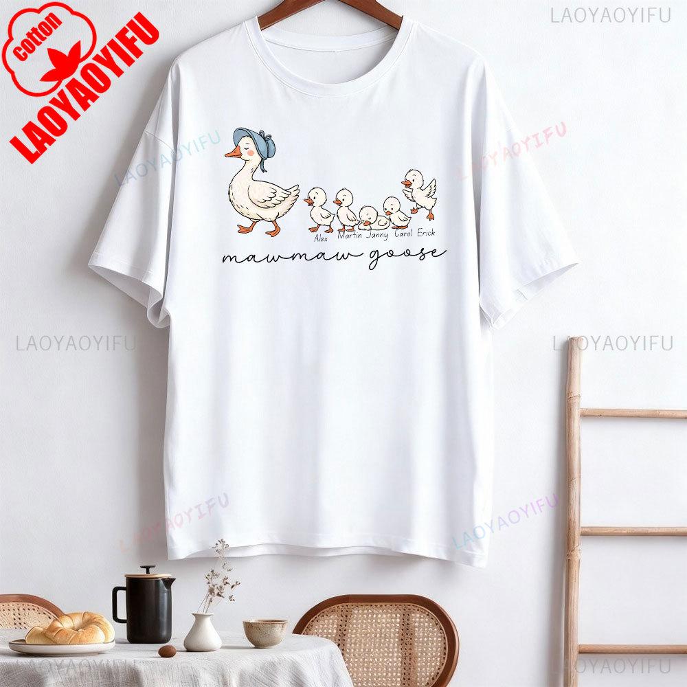 

Goose Shirt Grandma Shirt Goose Retro Gift Short-sleeve O-neck Streetwear Classic Pattern High Quality Cotton Tees Streetwear S