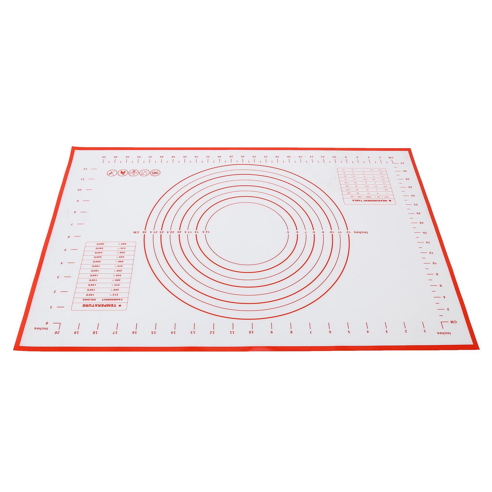 

Силиконовый коврик для выпечки Многоразовый коврик-ролл для столешницы Коврик для раскатывания теста Коврик для выпечки с разметкой для пирога, пиццы, печенья Красный