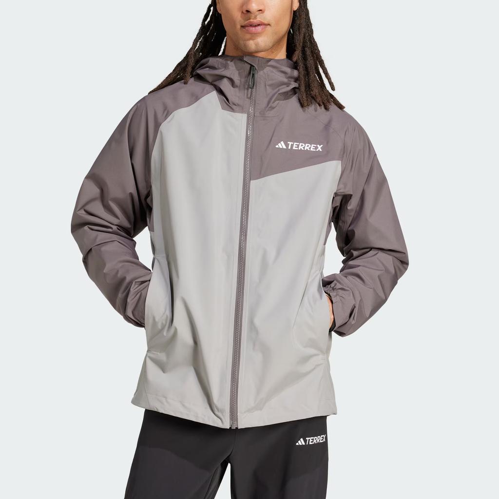 Adidas Multi 2L Rain.Rdy Fashion Color Block Hooded Jacket Men Jacket Ice-Grey Charcoal-Grey Black JN8809