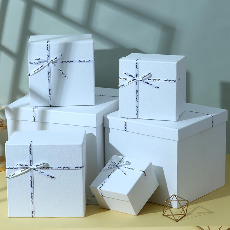 Large Square Solid Color Birthday Gift & Souvenir Box with Handle