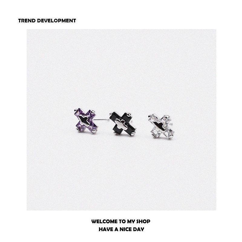 

Half Cross Three-Color Unisex Inlaid Zircon Half of the poem black one