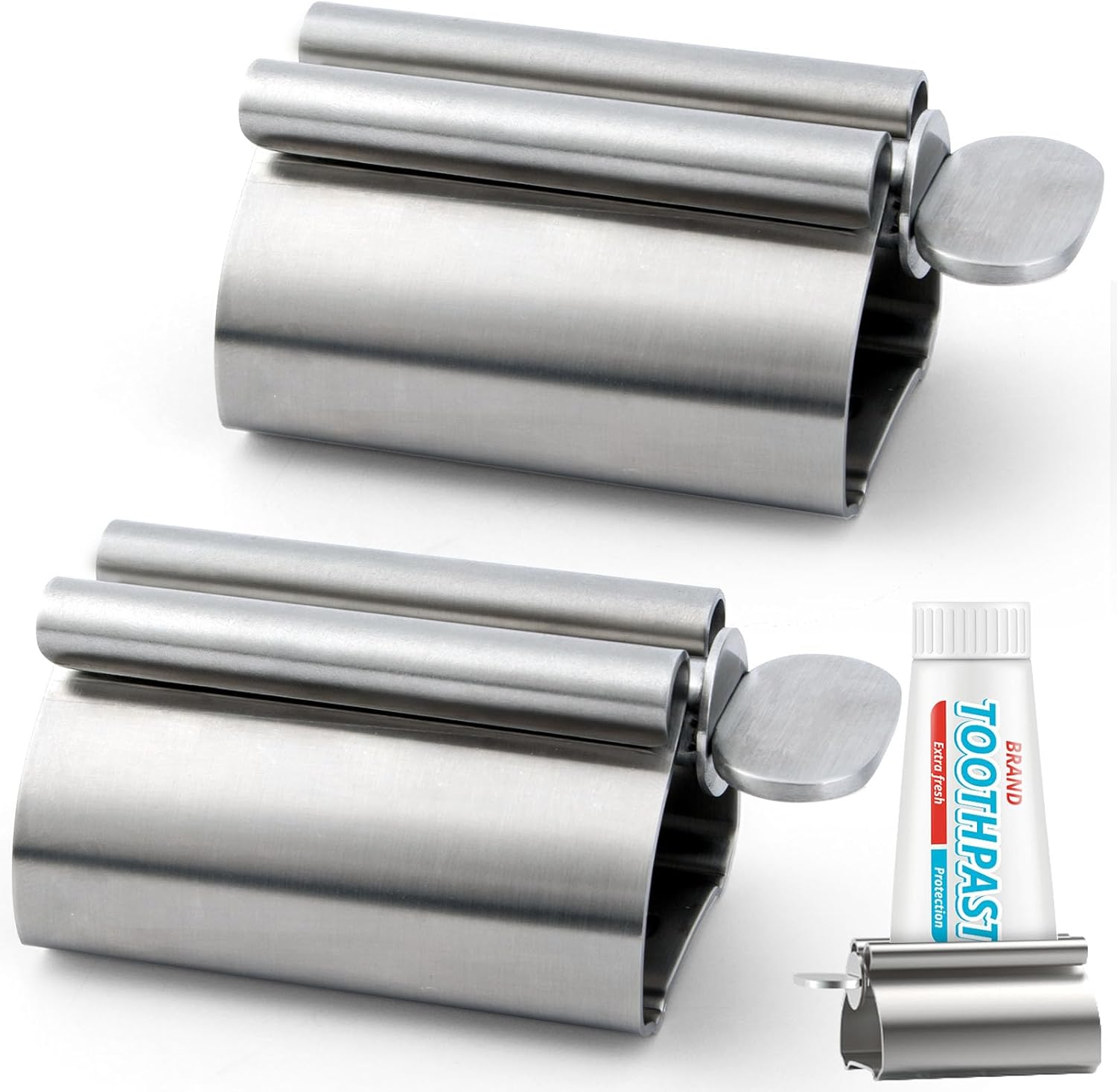 

Диспенсер-выдавливатель для тюбиков зубной пасты, 2 шт., ролик-выдавливатель для зубной пасты, металлический держатель для зубной пасты для ванной комнаты, серебристый серебряный