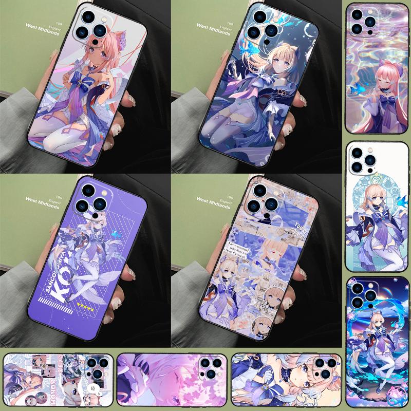 Genshin Impact Sangonomiya Kokomi Funda Case For iPhone 14 15 16 Pro Max 11 12 13 Pro Max Mini XR 16 15 Plus 16e Phone Cover