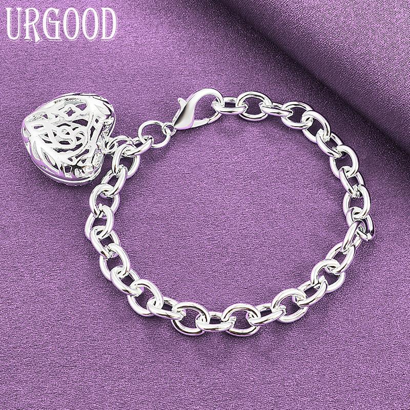 Bransoletka ze srebra próby 925 z pustym sercem na prezent modna biżuteria