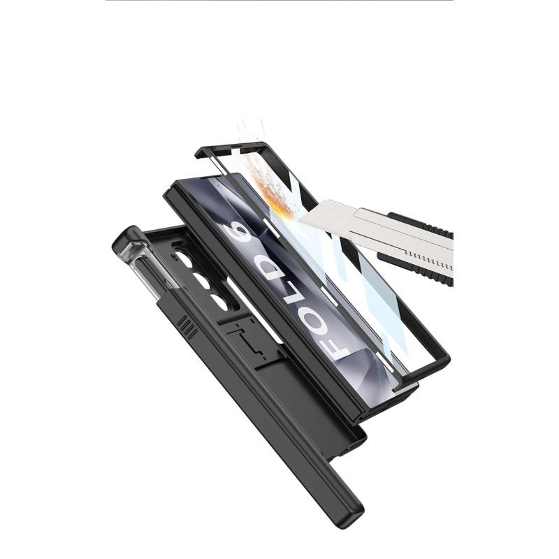 Tvrdý kryt z PC s magnetickým pantem pro Samsung Galaxy Z Fold 6 s držákem na pero, ochranný kryt obrazovky