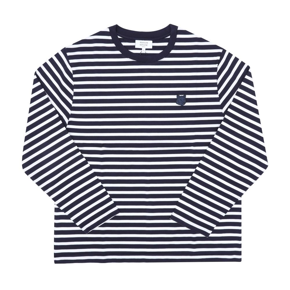MaiSon KiTSune Men S Long Sleeve T ShirT Bold Fox Head paTch STripe Pm00122kj004 PM00122KJ0044 B481 (M)