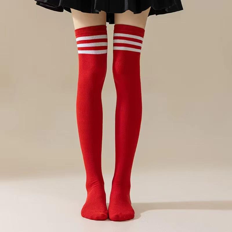 Thigh High Socks For Women Goth Cute Kawaii Striped Over The Knee Socks Cotton Long Tall Knee High Stockings
