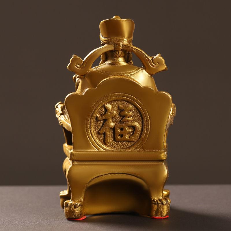 Copper God of Wealth Ornaments Home Office Table Decoration Small Sitting Dragon Chair Office Desk Decor