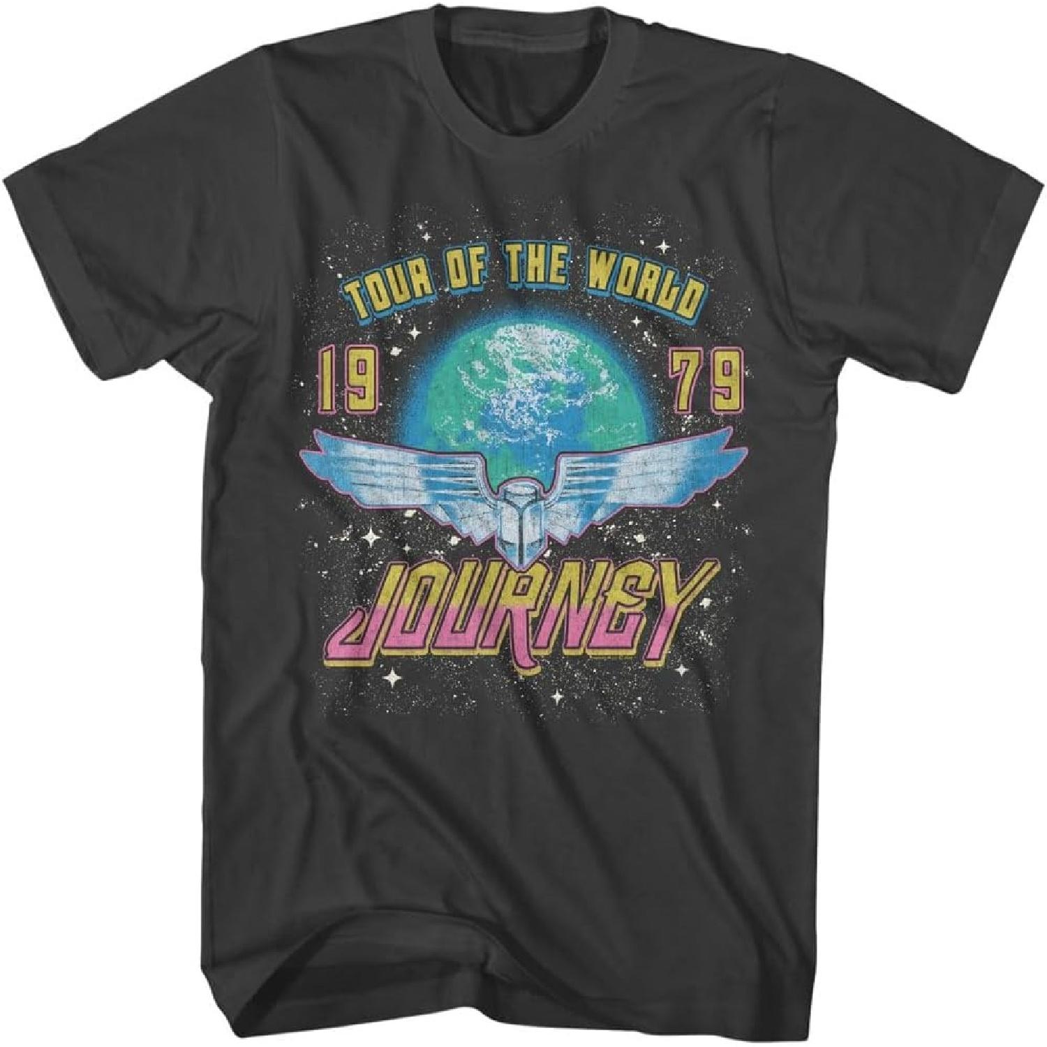 Journey 1979 Tour of The World Adult Short Sleeve T Shirt Classic Rock Vintage Style Graphic Tees S