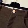 2026 Autumn/Winter Plus Size Corduroy High Waist A-line Black Short Skirt