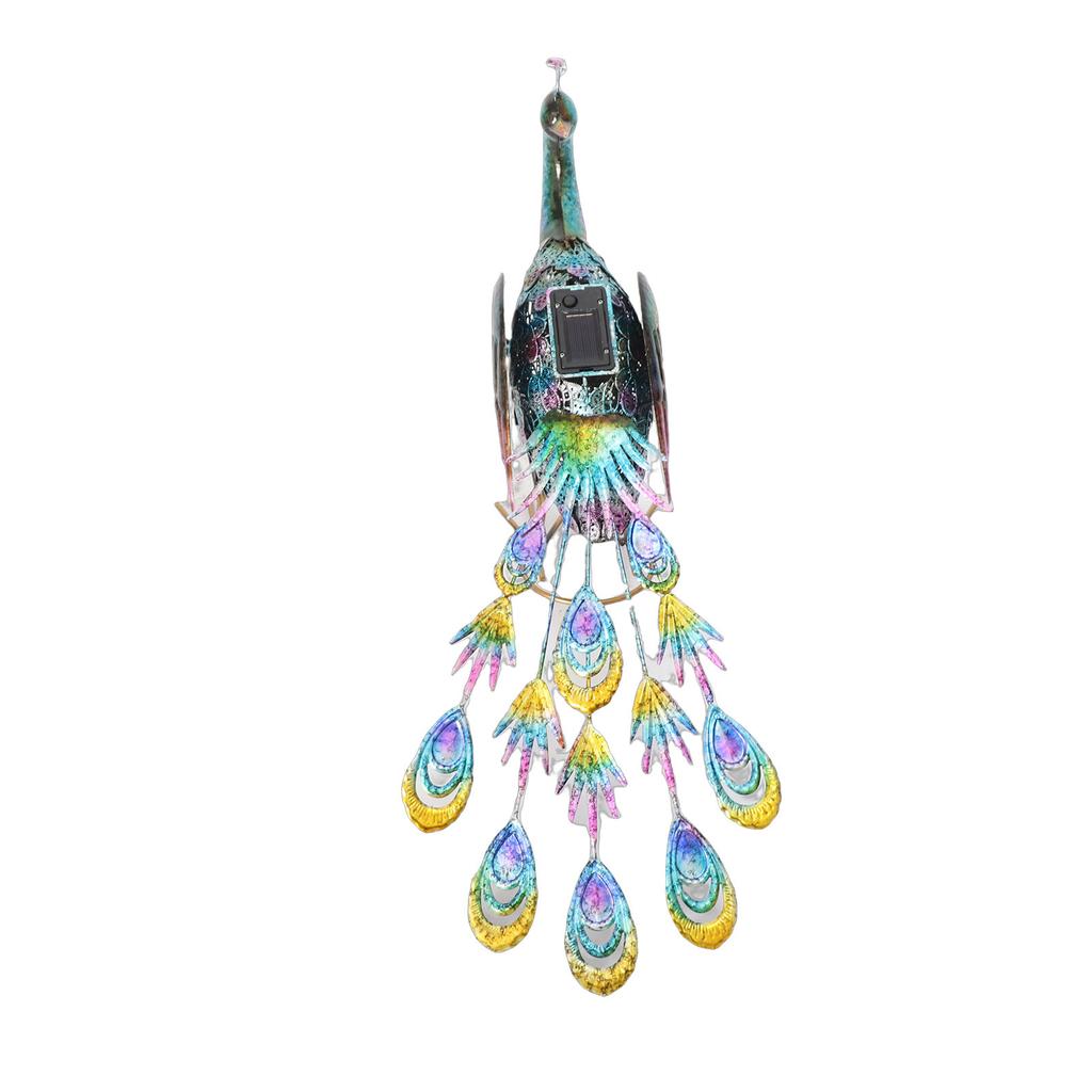 Solar Animal Statue Light Short Peacock Look Back Style LED Water Proof Solar Powered Metal Animal Figurine for Patio