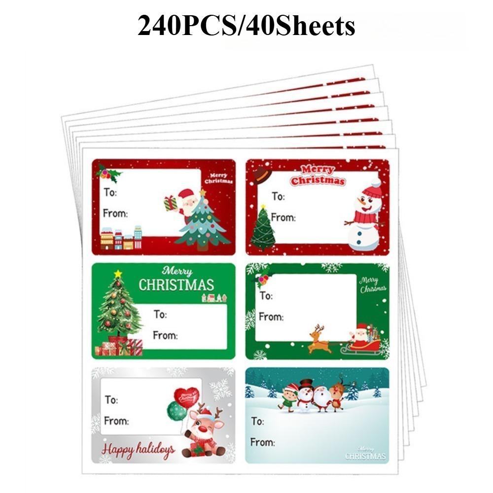 Christmas Self Adhesive Gift Tags Christmas Tree Santa Claus Writable Stickers for Gift Wrapping Labels Festive Party Supplies