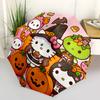 1pc Hello Kitty Halloween Pumpkin Carving Automatic Opening/Closing Umbrella with Foldable Design, 8-Bone Iron Frame Outdoor Umbrella for Festive Gift