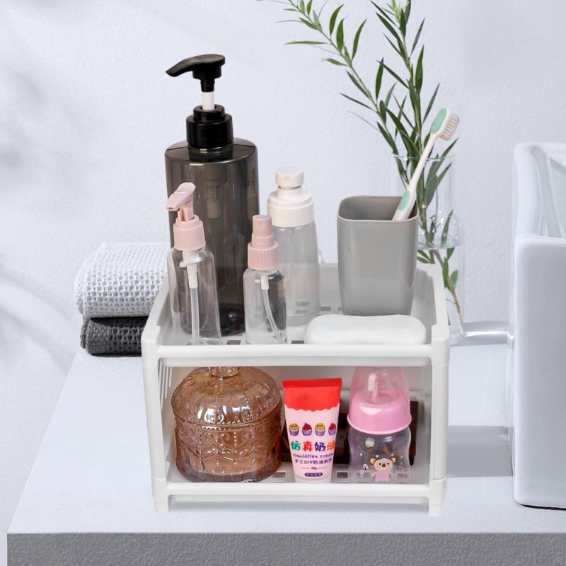 3/1 STÜCKE PP Desktop Doppelschicht-Lagerregal Rechteckig Weiß Organisieren Schülerschreibtisch Büro Kosmetik Schreibwaren Lagerregal
