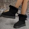 Fashionable Bow Round Toe Elegant Snow Boots Winter Flat Soft Students Plus Velvet Warm Women's Shoes
