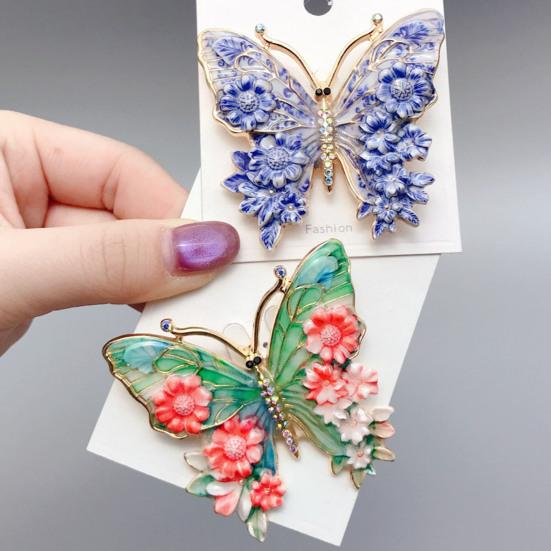 Women Brooch Flower Decor Butterflies Pin Sweaters Collars Shape Brooch Hats Bags Coats Scarves Versatile Accessory