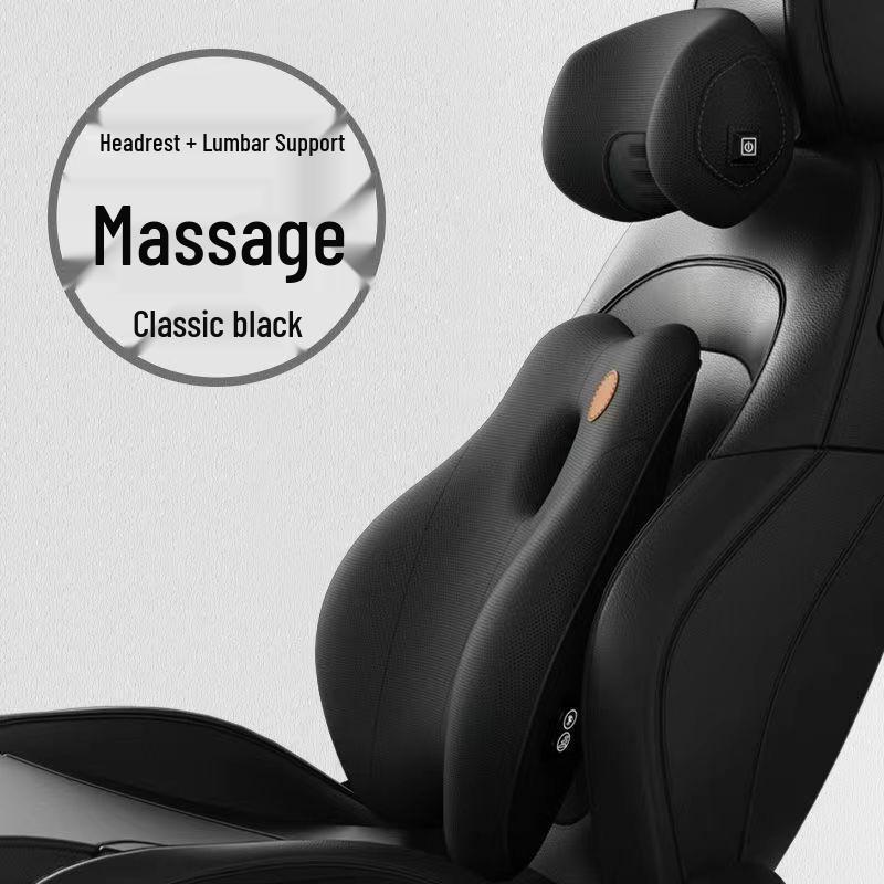 Electric Massage Memory Foam Car Lumbar Support Cushion & Headrest Set