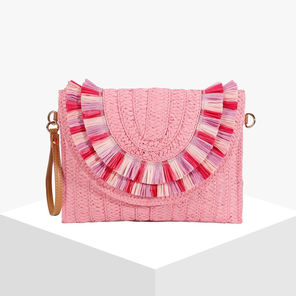 Neue Stroh Große Kapazität Clutch Umhängetasche Einzigartiges Umschlag Quasten Design Premium Handtasche Damen Tasche Umhängetasche