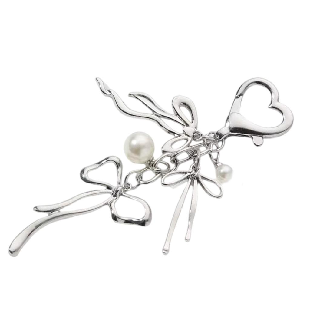 Lovely Bowknot Schoolbag Pendant Keychain Bowknot Chic Sweet Heart Cartoon Charm for Boys Girls Collectible Art